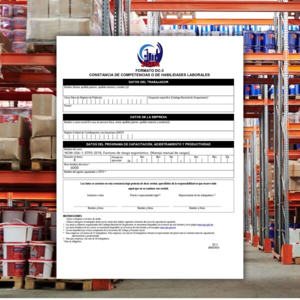 NOM-036-1-STPS-2018, Factores de riesgo ergonómico. (Manejo manual de cargas)